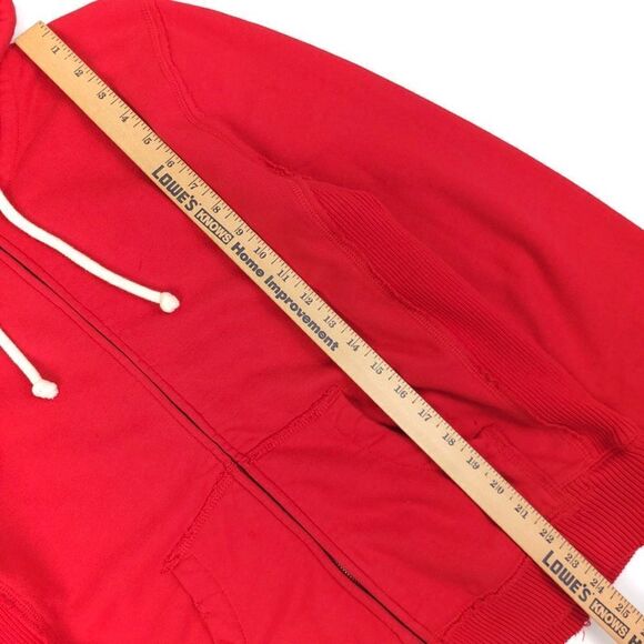 MITCHELL AND NESS Distressed Throwback Fleece Zip Hoodie Red Stripe Sporty Large - Picture 2 of 9